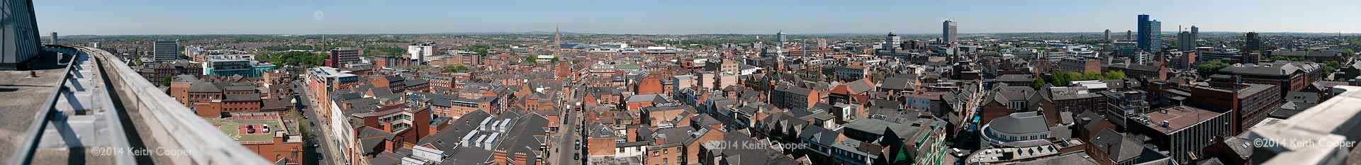 view of the city of Leicester from New walk centre 'A' block