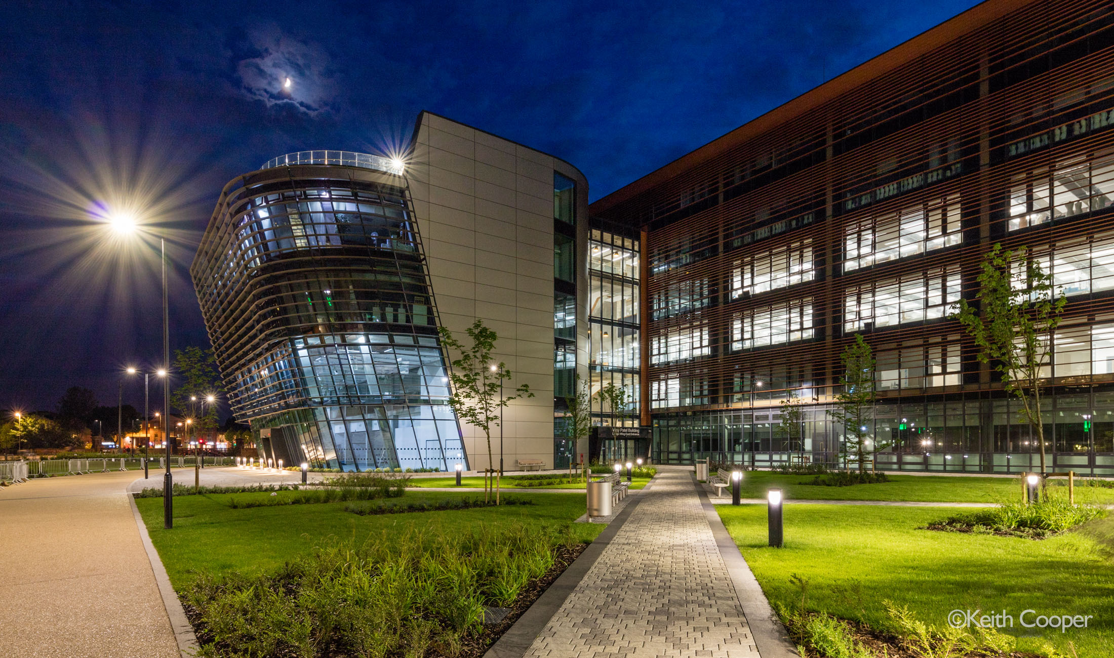 De Montfort university Vijay Patel Building at night